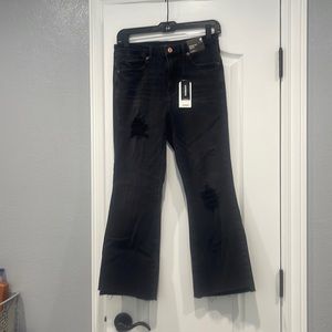 Express cropped flare, high-rise, ultra hyper stretch jeans